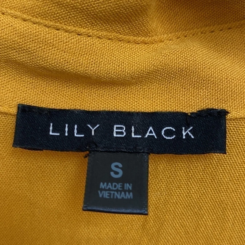Lily Black Mustard Tunic Blouse Dress Oversized Buttons Women’s Size Small - Picture 6 of 13